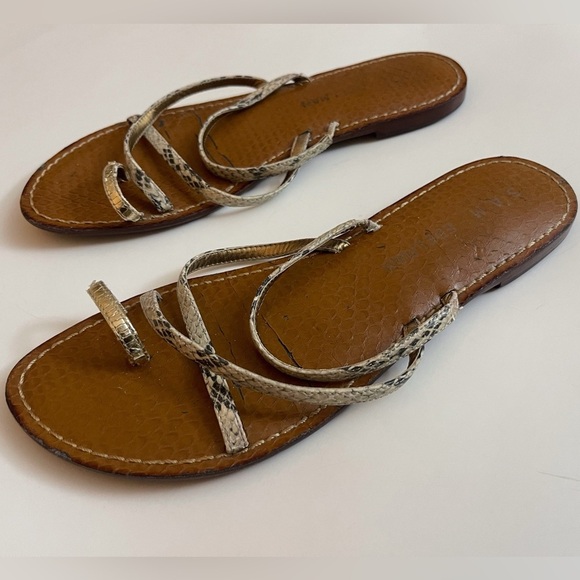 Sam Edelman Brown Snake-Print Sandals Summer Vacation Boho Beach - Picture 2 of 8